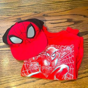 Marvel Spiderman long sleeve tee and hat set